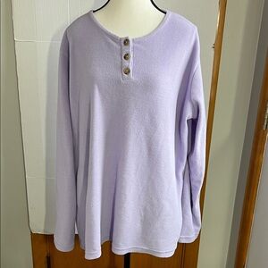 Comfort Corner Lavender Button-Up Long Sleeve Top
